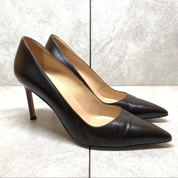 Manolo Blahnik BB 90 mm Dark Brown Leather Pumps 39.5 - Picture 2 of 16